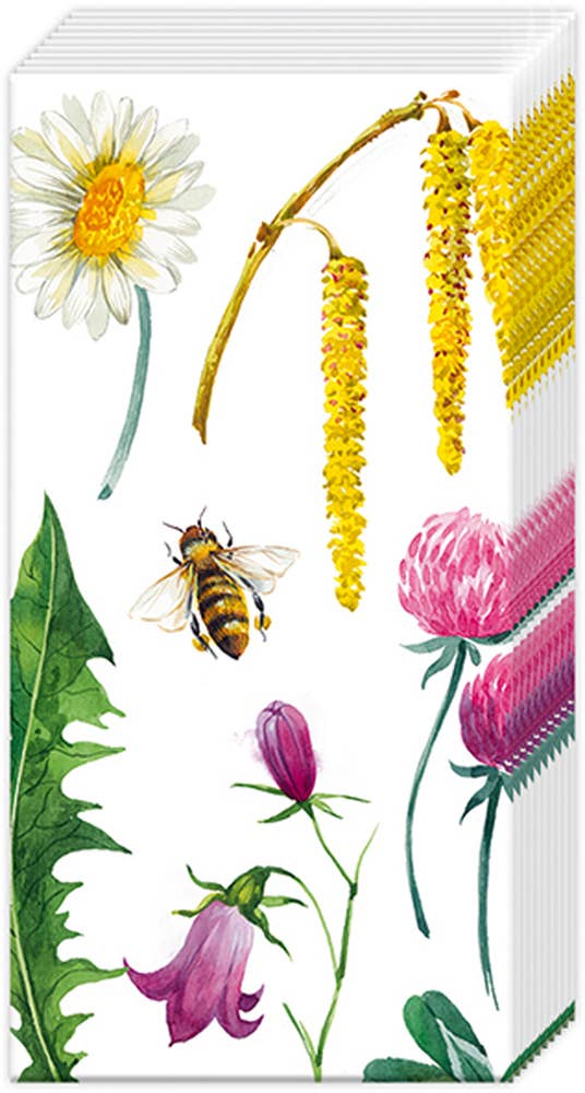 Pocket Tissues Pack of 10 Bee Grateful with floral and bee design. Ideal for stationery store gift items. 4-ply, IHR quality.