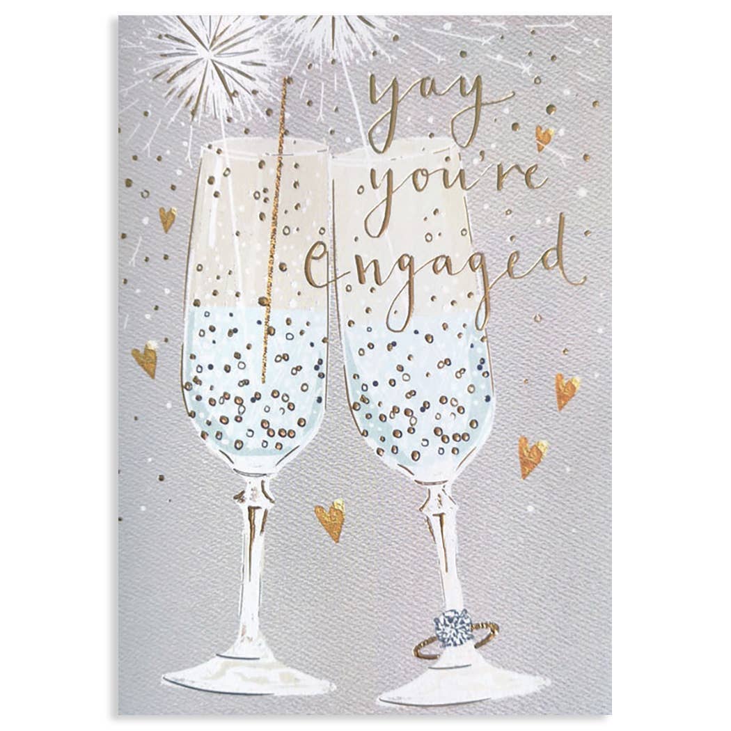 CHAMPAGNE ENGAGEMENT GREETING CARD 4.625 x 6.5625