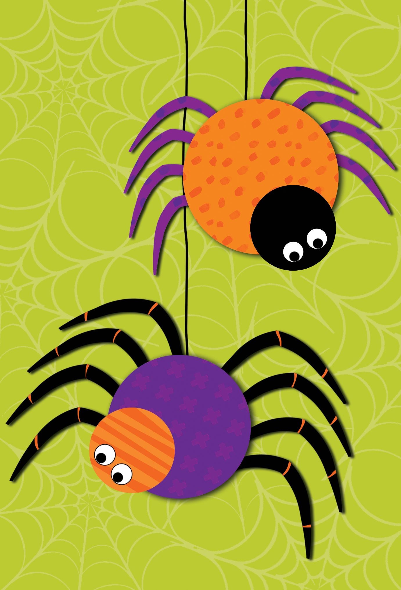 Halloween - Spiders on Green