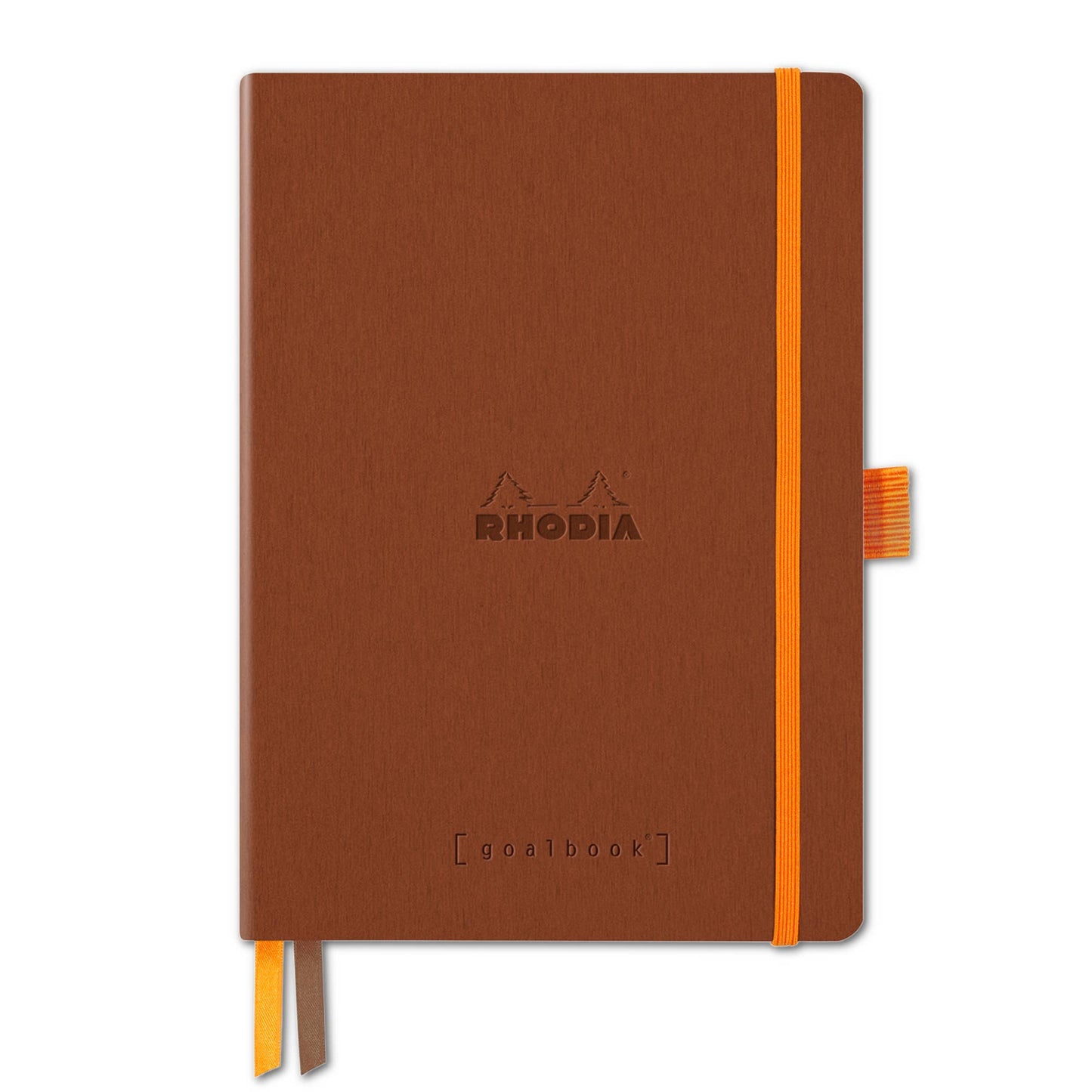 Rhodia Softcover Goalbook Bullet Journal 6x8 in brown, ideal for bullet journaling, available at your favorite stationery store.