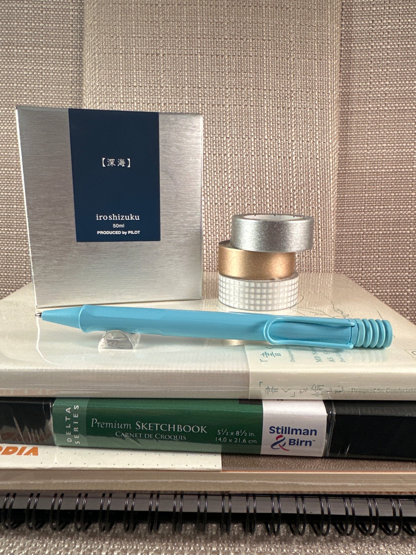 LAMY Safari Ballpoint Pen on notebooks with stationery accessories, ideal for daily use and available at stationery stores.