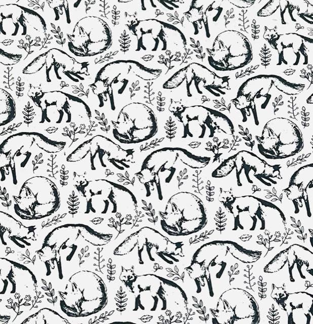 20x30 Foxes, black on cream
