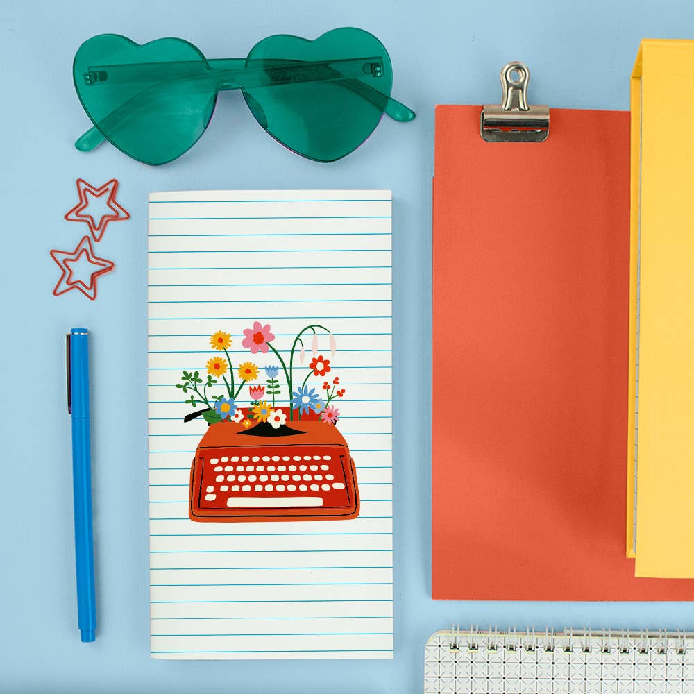 You're My Type Traveler Notebook by Pipsticks with typewriter design, surrounded by stationery items. Available at stationery store.