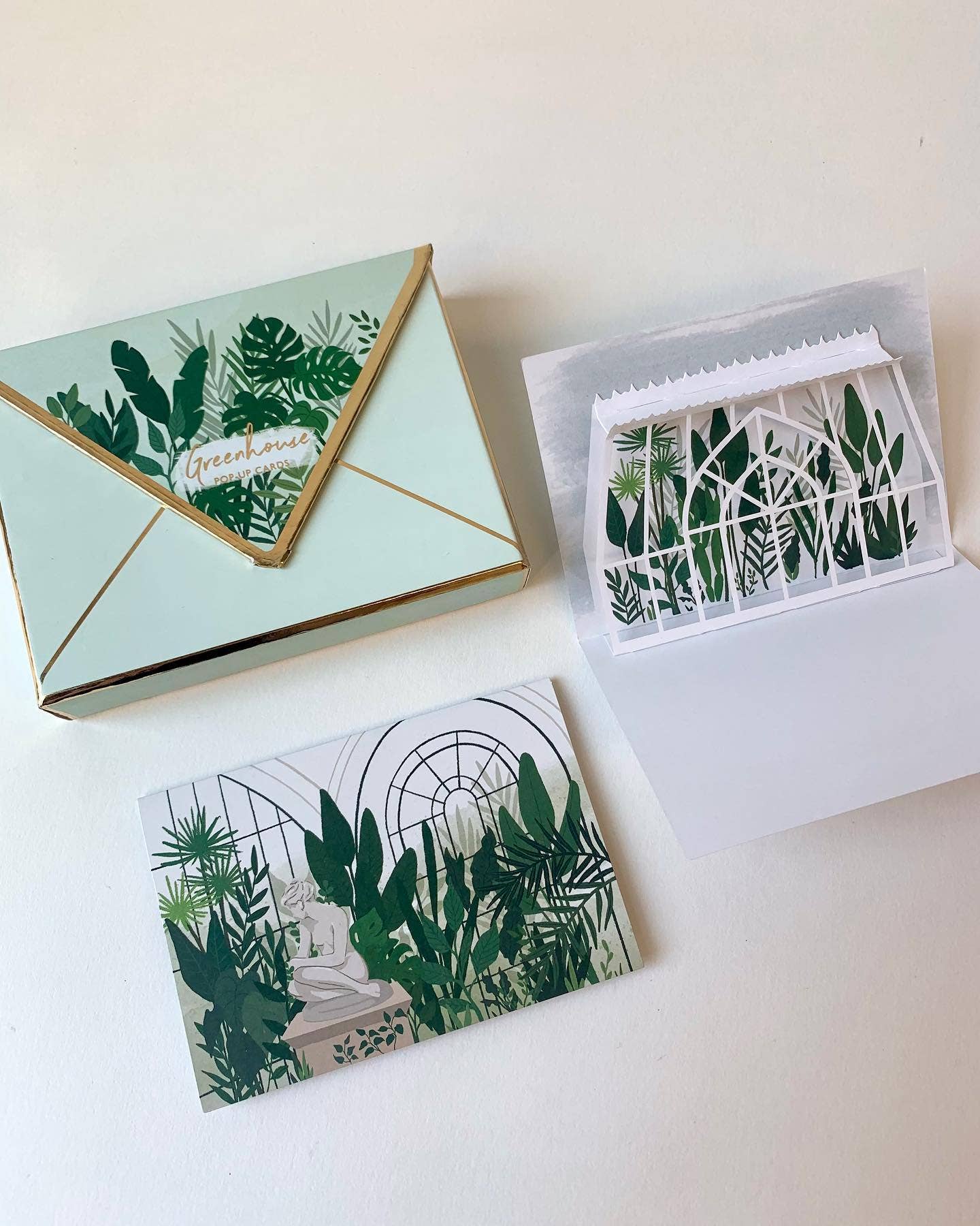 Pop-Up Greenhouses Card Set - Boxed Notes with Gold Foil and Die-Cut Design, Available at Stationery Store