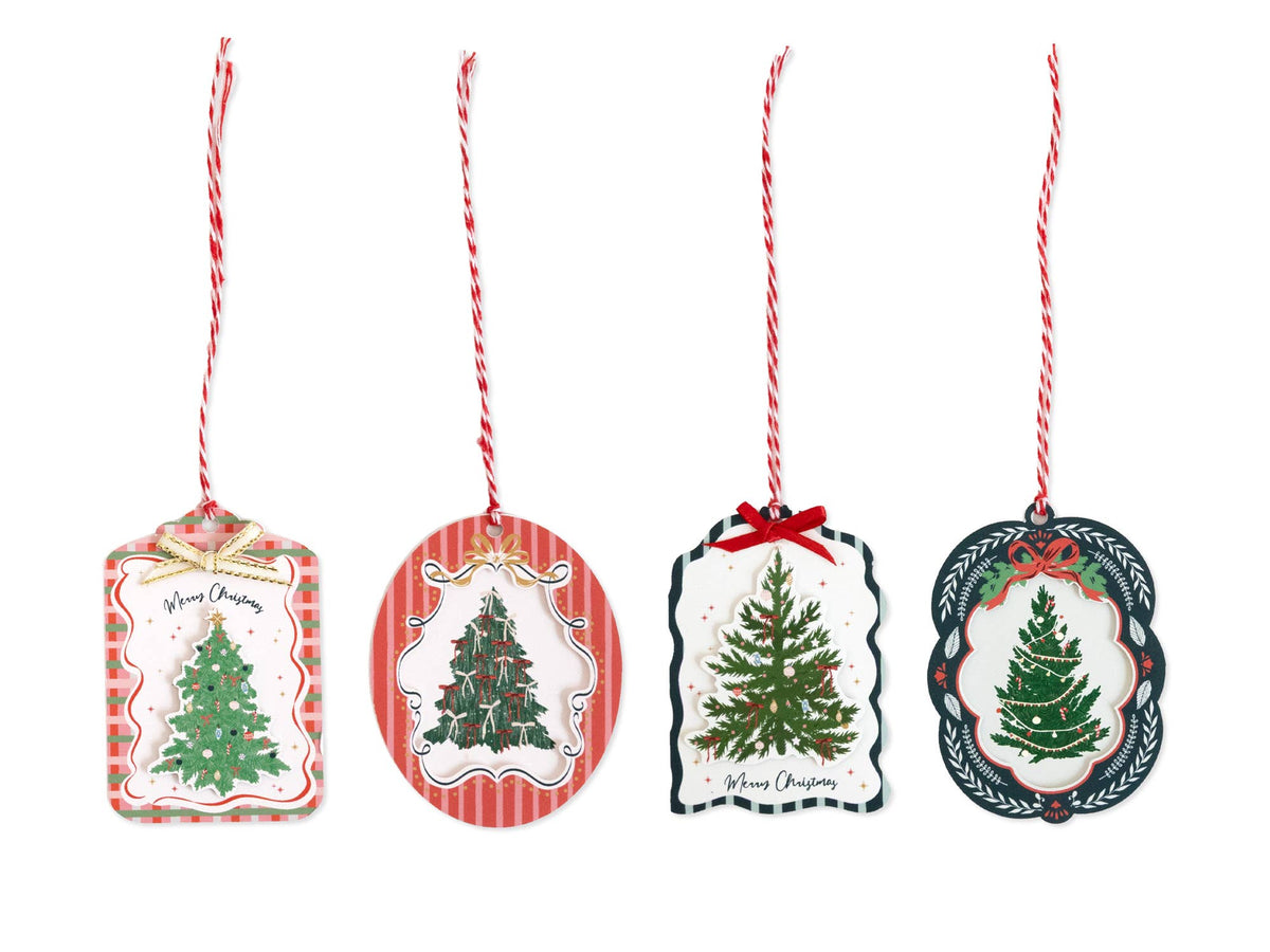 Vintage Trees Christmas Gift Tags- Boxed Set of 16 tags