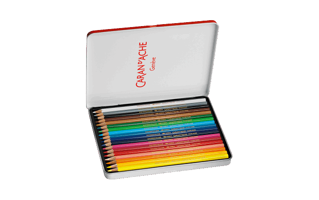 Caran d'Ache Box of 12 Colors Pencils SWISSCOLOR Aquarelle - Water-soluble