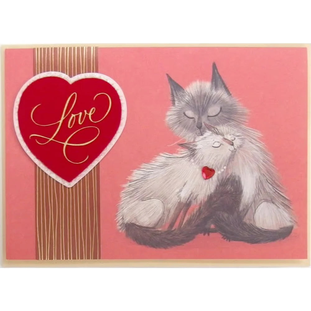 Two Cats Snuggling Valentine Card