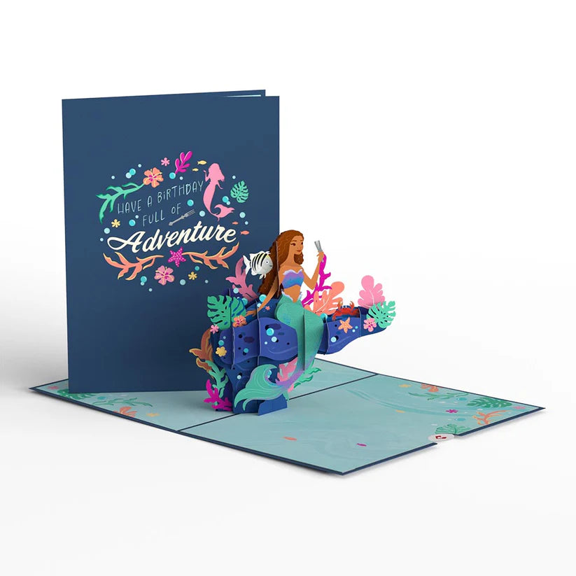 The Little Mermaid Birthday Adventure Pop Up Card, 3D design showing Ariel, available at Lovepop Inc. stationery store.