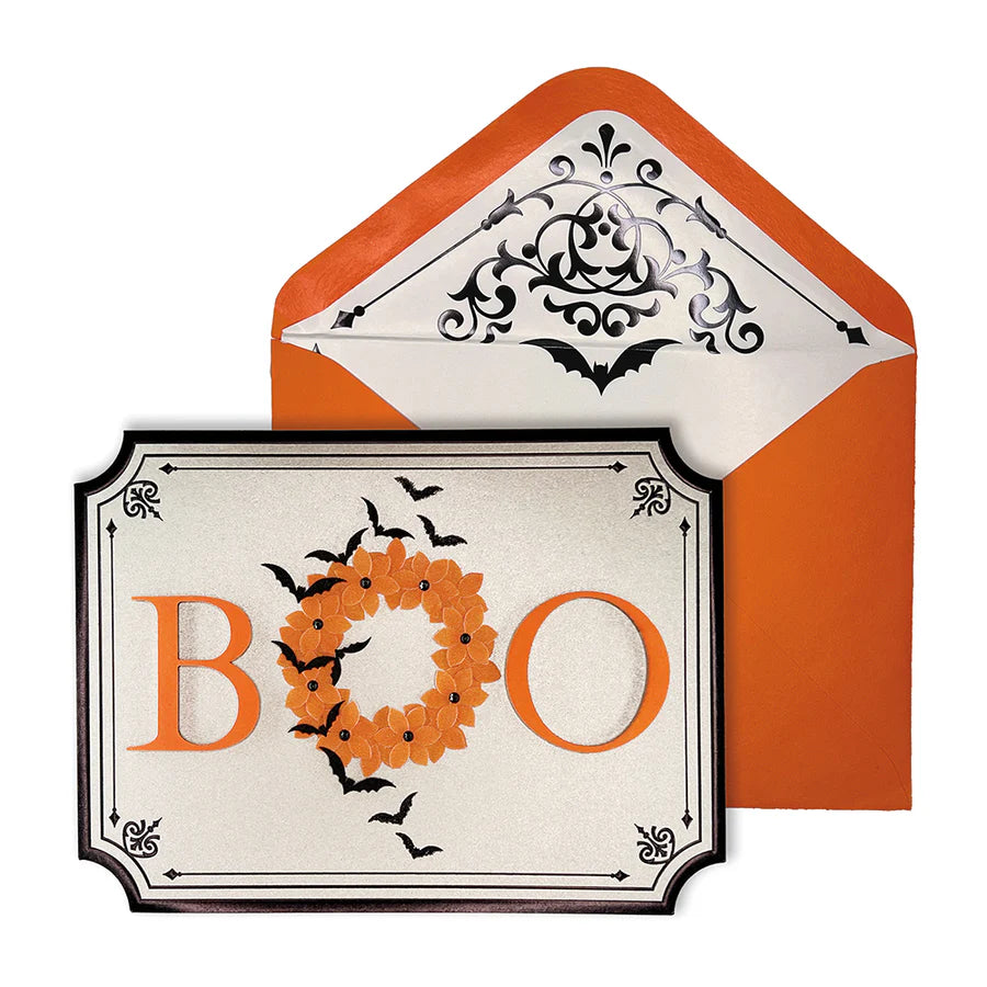 Handmade Boo Wreath Halloween Greeting Card