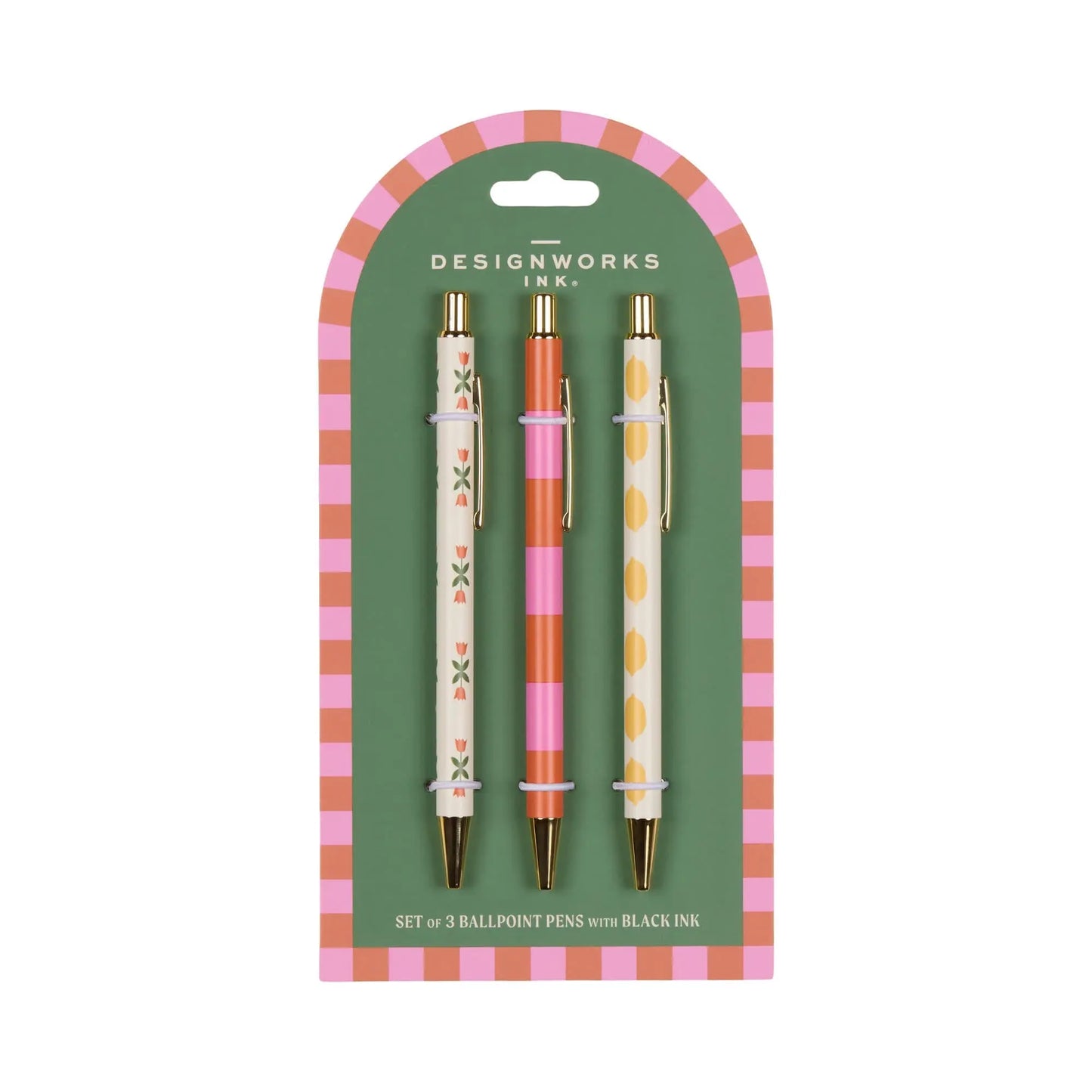 A DOPO SET OF 3 PENS - FLOWER, STRIPE, LEMON