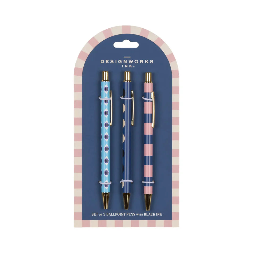 A DOPO SET OF 3 PENS - EYE, MOON, STRIPE