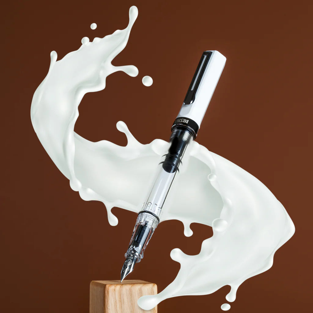 Alt Tag: TWSBI ECO White Fountain Pen with transparent body, seamless ink flow design, ideal for stationery store enthusiasts.