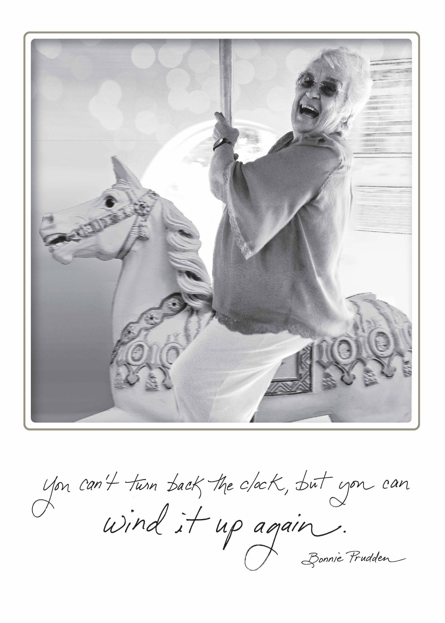 Greeting card: 'You Can't Turn Back the Clock, but You Can Wind It Up'. Happy birthday wishes from a stationery store.