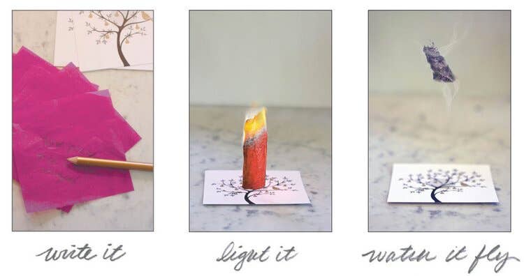 MERMAID Mini Kit Wishing Paper activity - write, light, watch it fly stationery product from stationery store