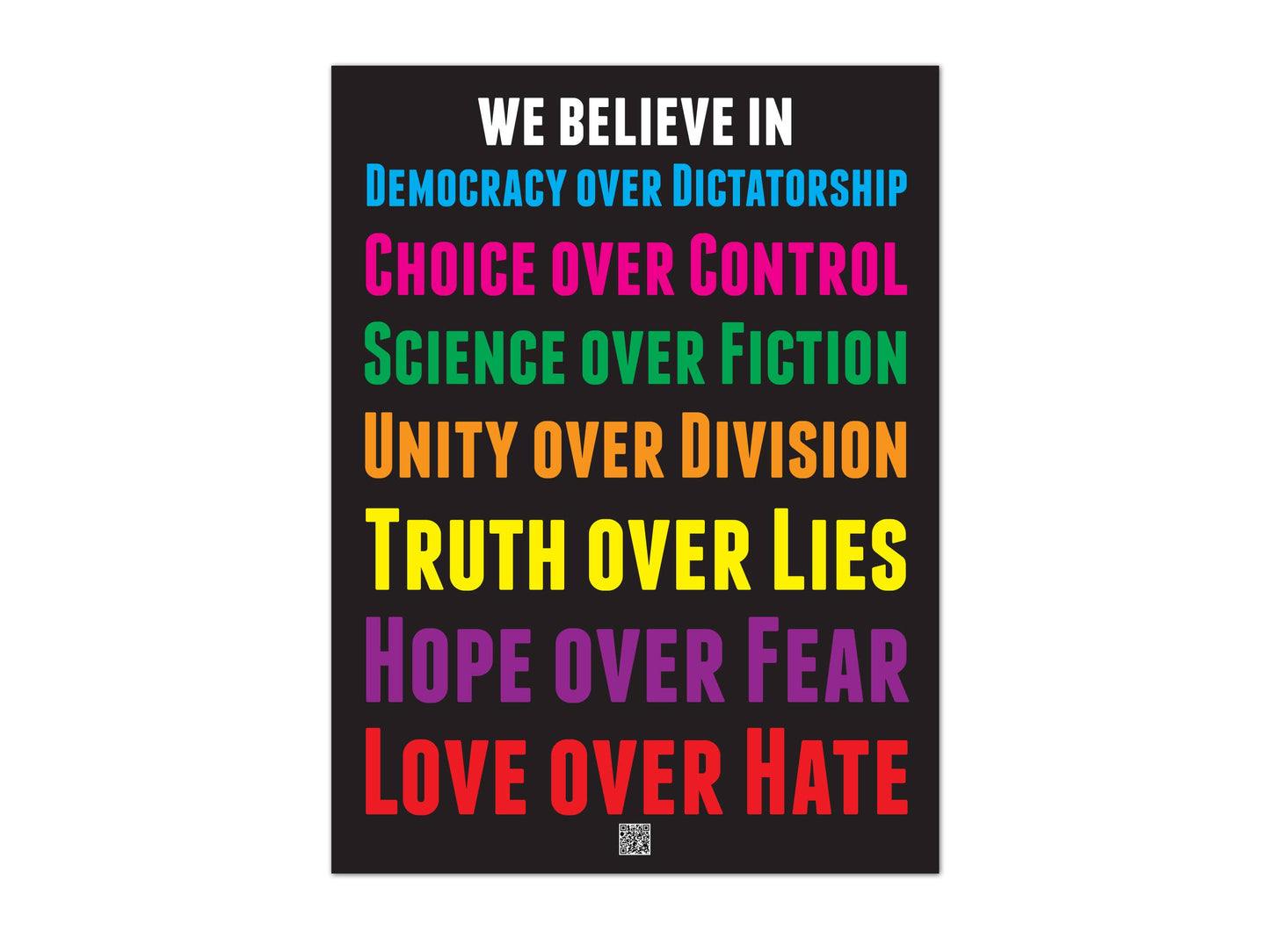We Believe Sticker - Colorful vinyl message about unity and truth from Eco-friendly Guttersnipe Press, ideal for stationery stores.