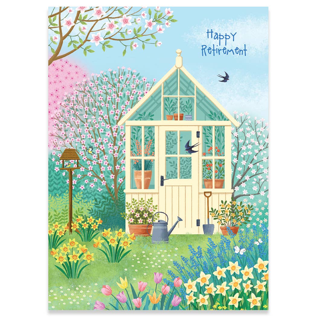 GARDEN SHED RETIREMENT GREETING CARD 4.5 x 6.25