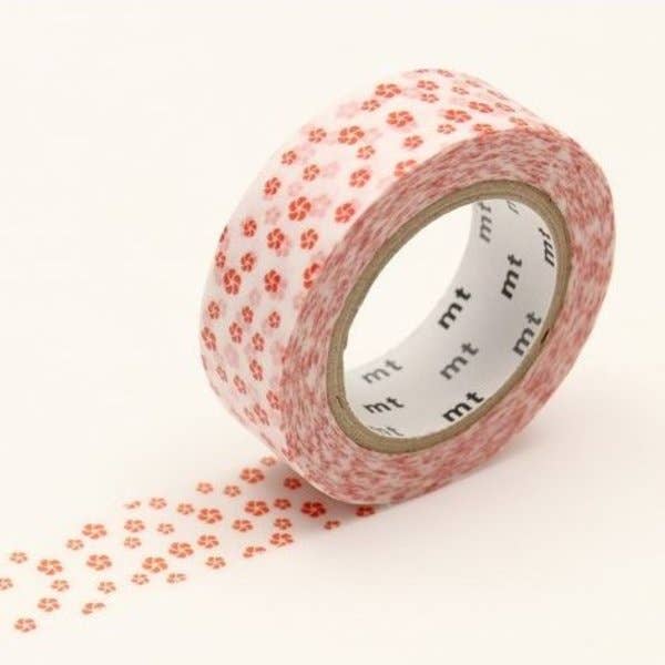 Washi Tape Flower Nejiriume Shu White from mt, perfect for crafts, stationery stores, and creative projects. Easy to tear and reposition.