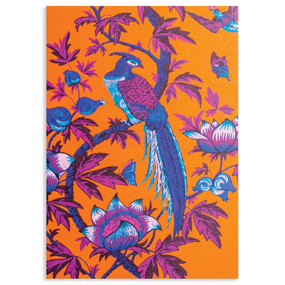 Alt Tag: "Peacock Lagom Blank Card by Warner House - Vibrant floral design, stationery store item"