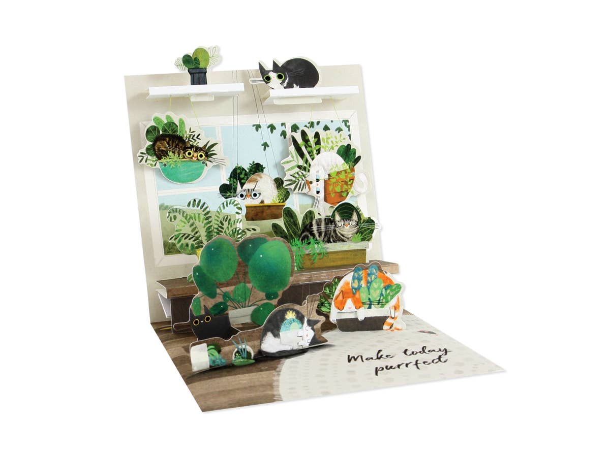 Cats In Plants Pop-Up Card