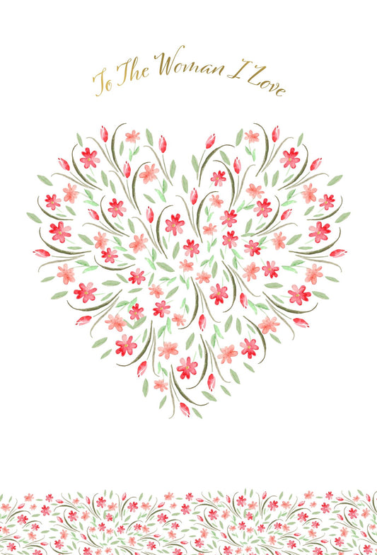 Mother's Day - Woman I Love Red Flower Heart