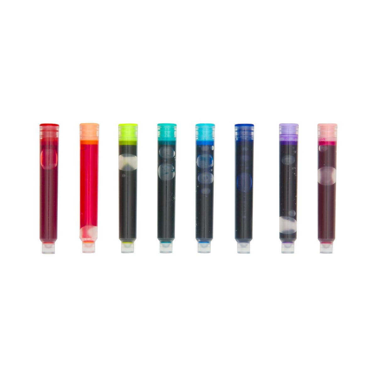 Eight Color Write fountain pen ink refills in assorted colors, available at stationery store. Suitable for all OOLY fountain pens.