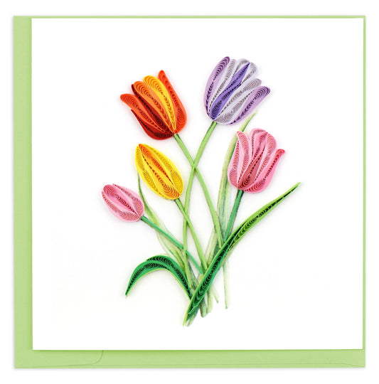 Quilled Colorful Tulips Greeting Card