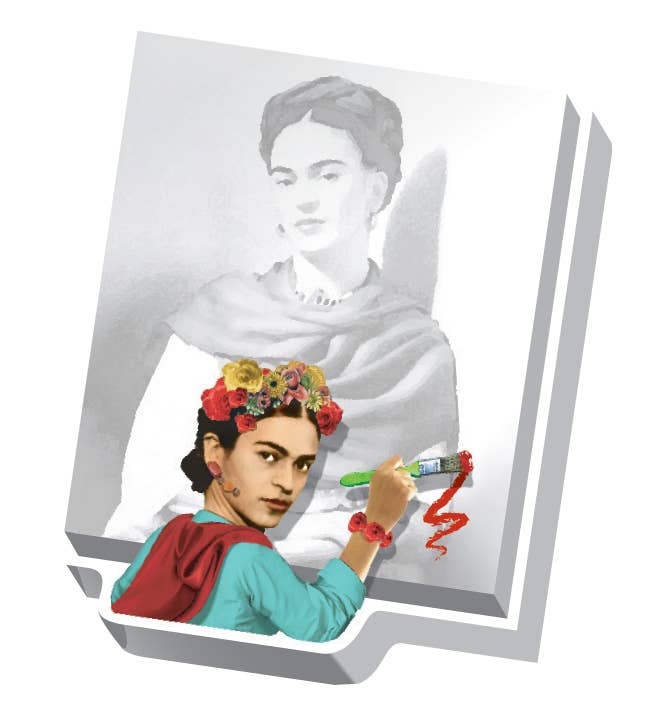 Frida Reflections Sticky Notes with Frida illustration, perfect for stationery store enthusiasts. Compact booklet with colorful page markers.