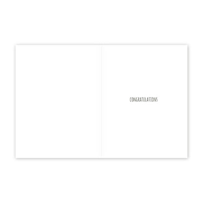 Shit's About to Get Real Stork Card interior with 'Congratulations' message, available at stationery store. A2 size, recycled paper.