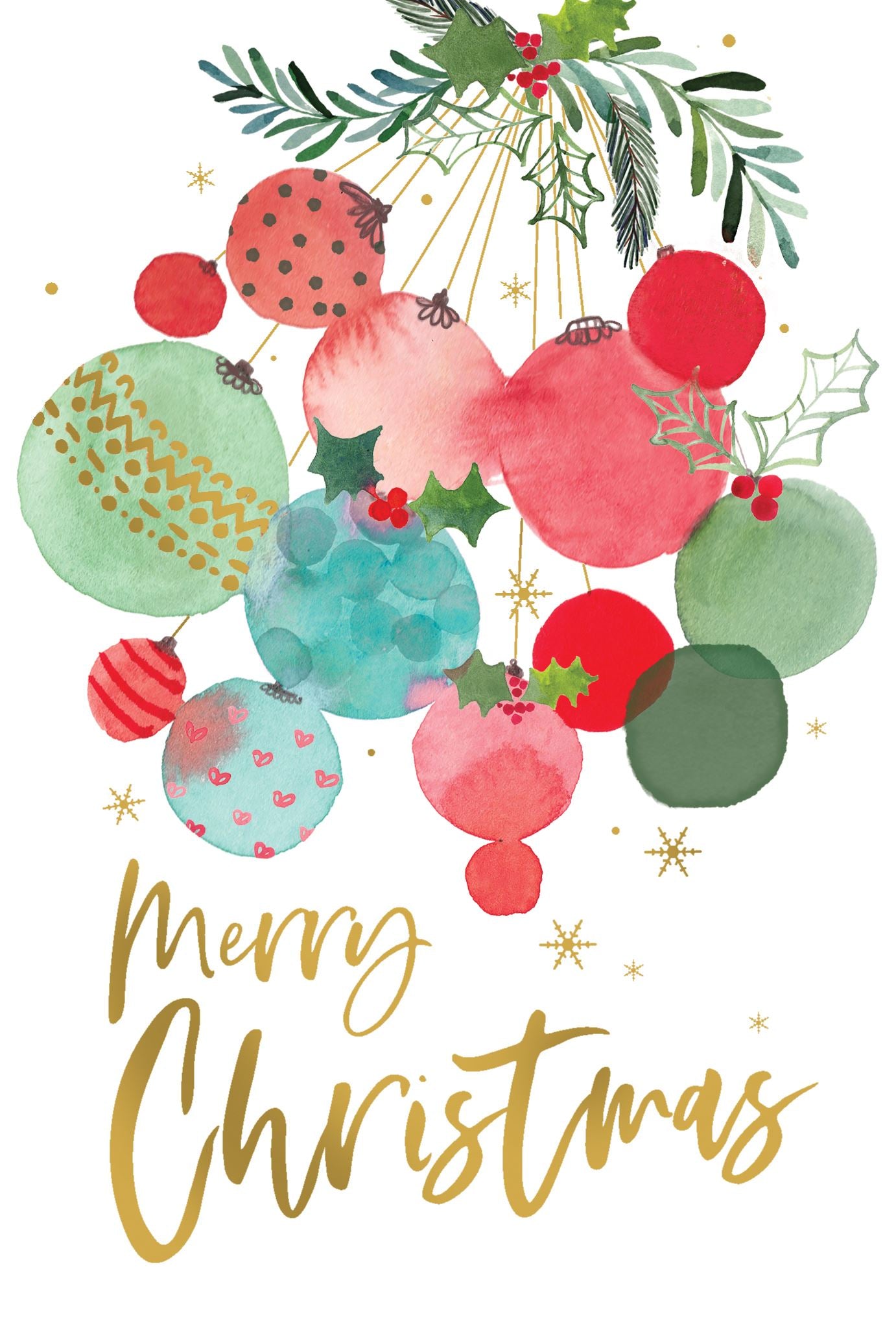 Christmas Card - Watercolor Ornaments