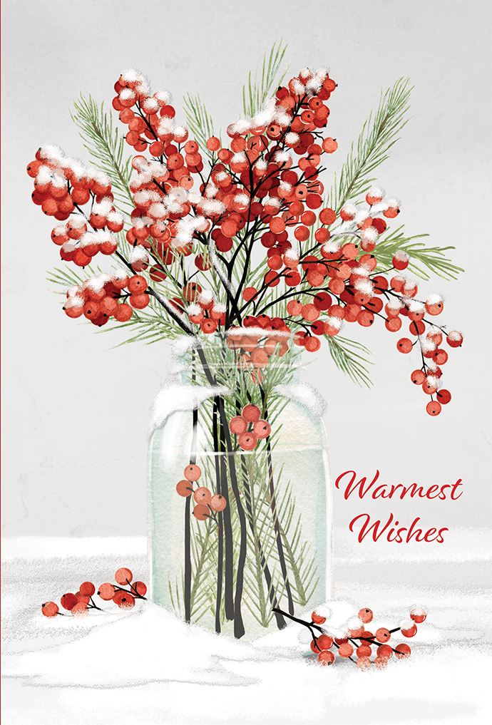 Christmas - Holly In Mason Jar