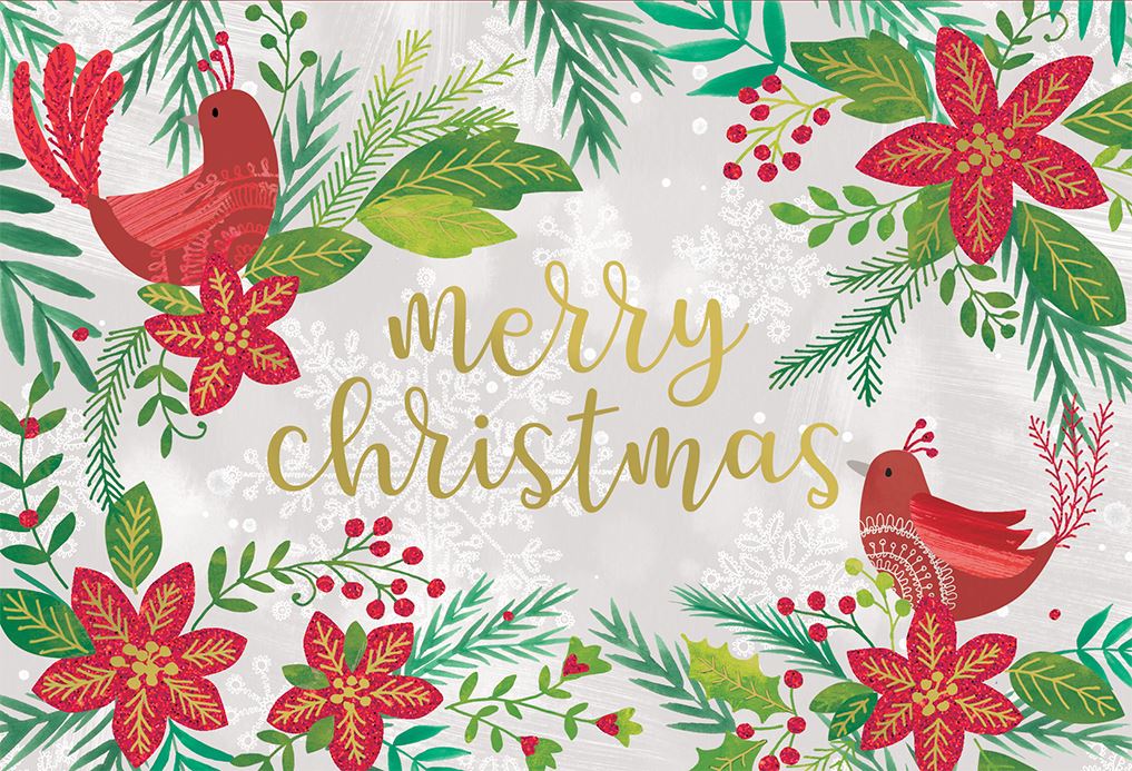 Christmas  - Birds Flowers Frame