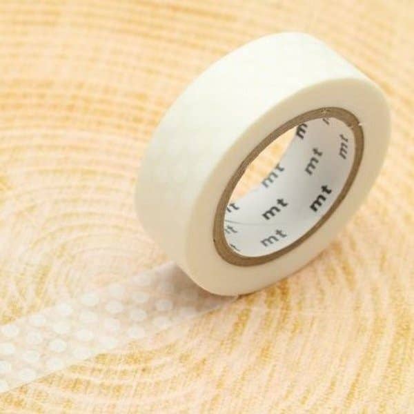 Washi Tape Dot White from Mt, a Japanese stationery store. Easy to tear and reposition, perfect for crafts and decor.