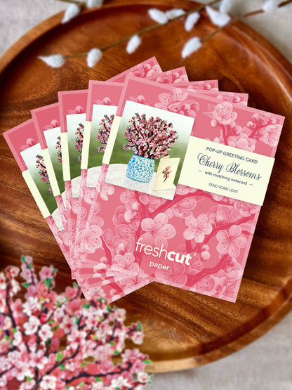 Mini Cherry Blossom Pop-up Cards on Display in Stationery Store