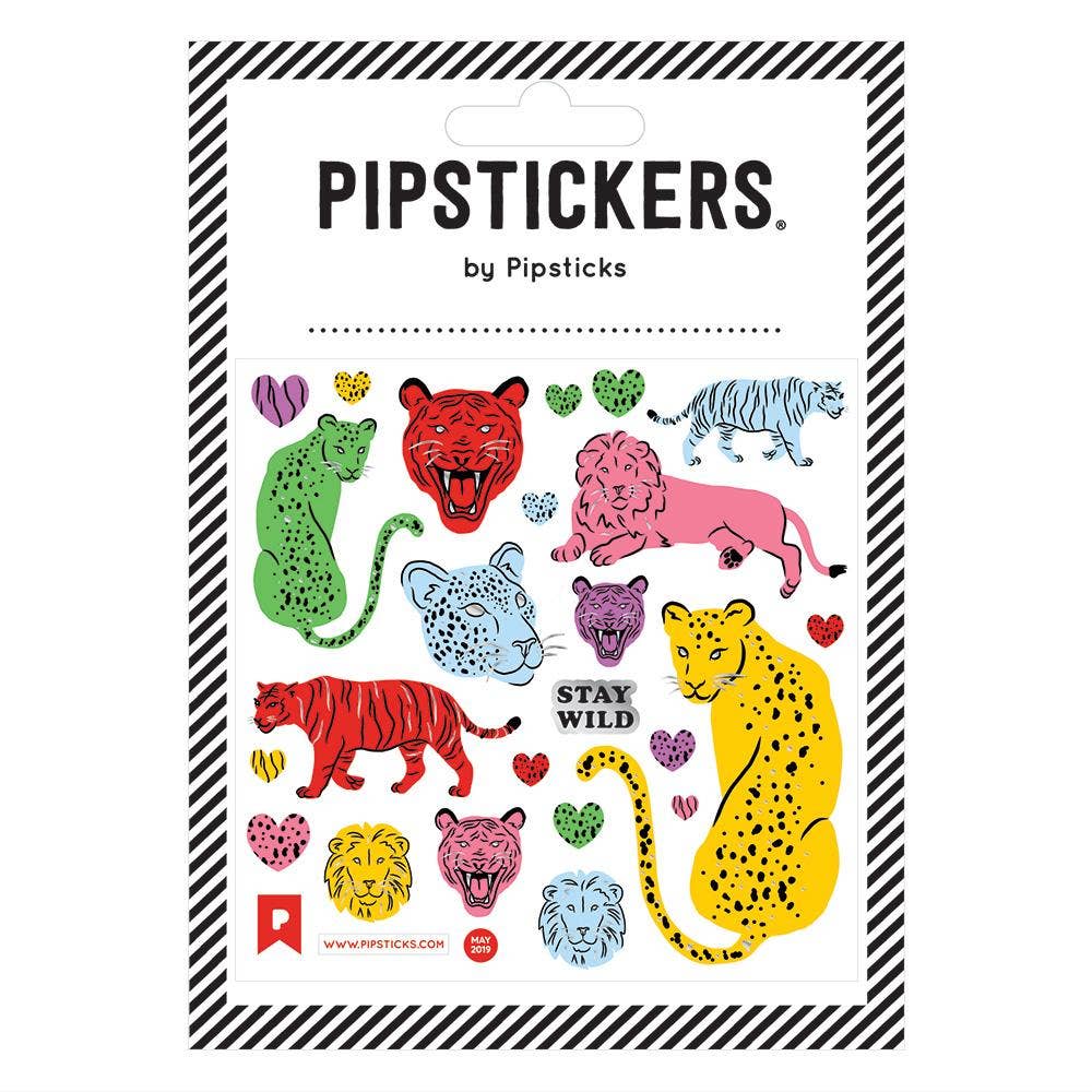 Colorful Wild Cats Stickers with holographic accents from Pipstickers, perfect for stationery store enthusiasts and sticker lovers.