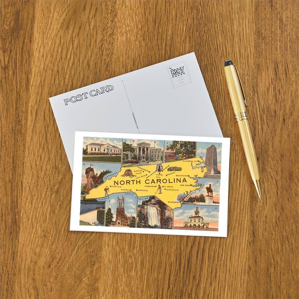 Postcard - Map and Scenes of North Carolina