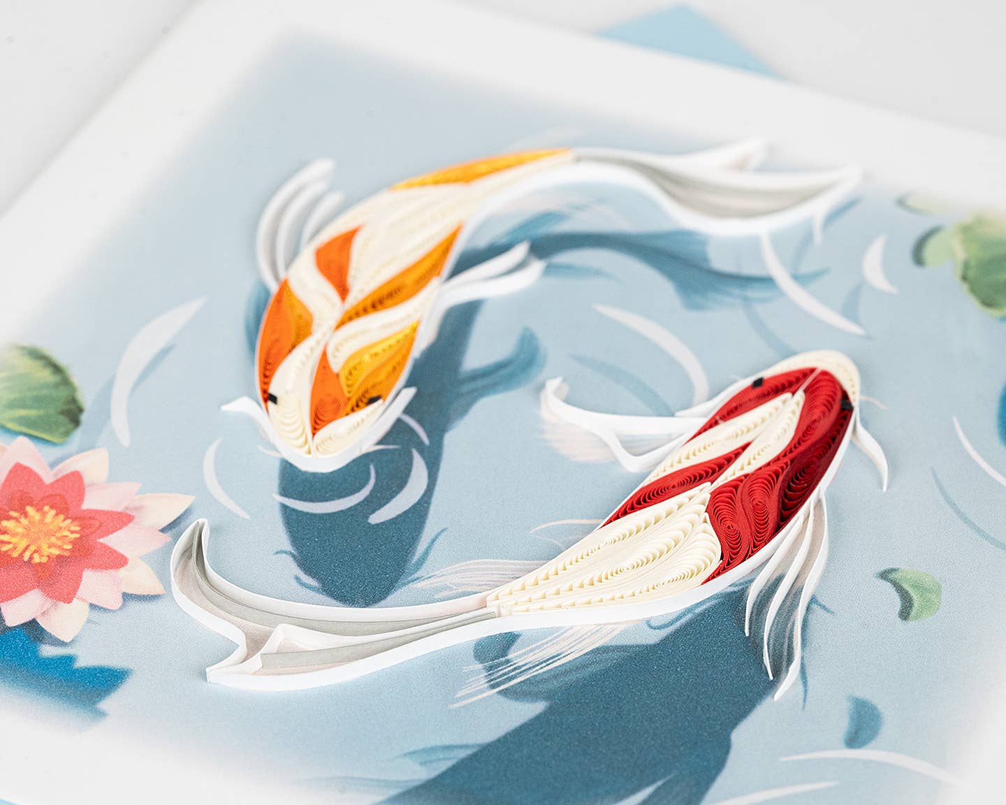 Quilled Koi Fish Pond Greeting Card