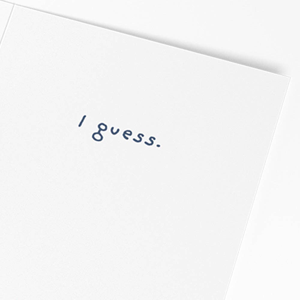 Inside of Happy Birthday Grim Reaper PopPals birthday card with 'I guess.' text, available at stationery store.