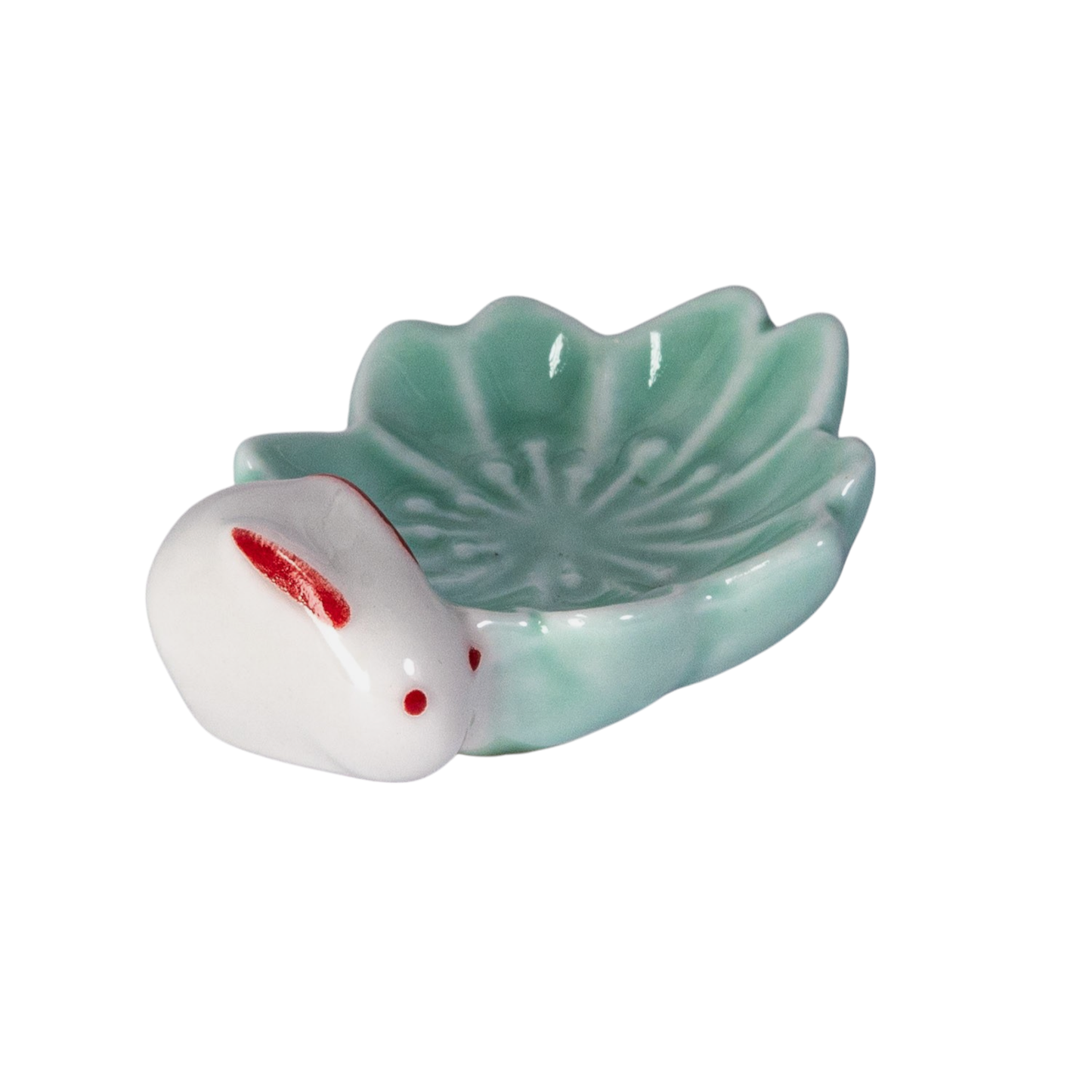 Sakura Rabbit Porcelain Chopsticks Rest 2"L Green (12/288)