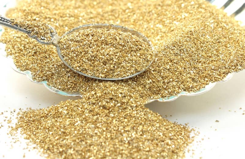 Alt Tag: Gold Glass German Glitter 90 grit - Sparkling fine art glitter from Meyer Imports for stationery store crafts and decoration.