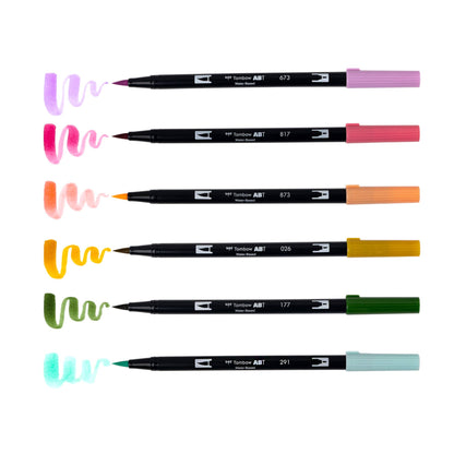 Dual Brush Pen Art Markers, Teatime, 6-Pack