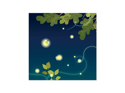 Alt Tag: Lightning Bugs Pop-Up Card with glowing fireflies and leaves, perfect for stationery stores and special occasions.