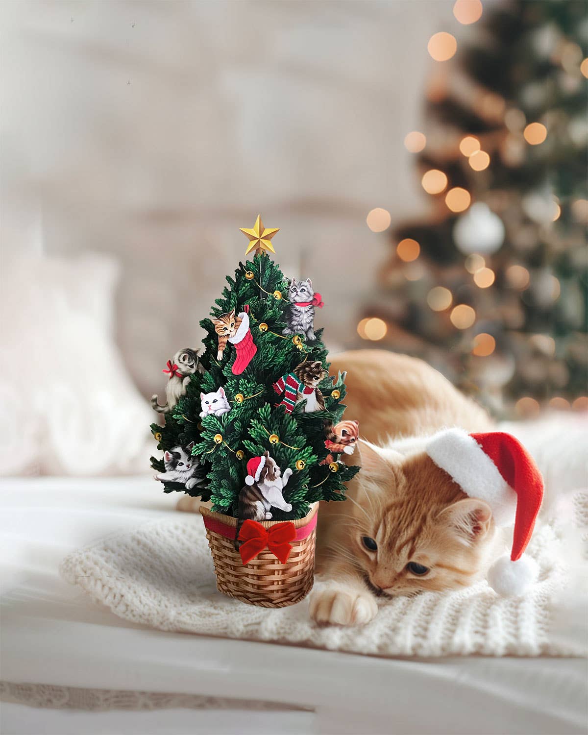 Mini Meowy Christmas Tree Pop-up Greeting Card