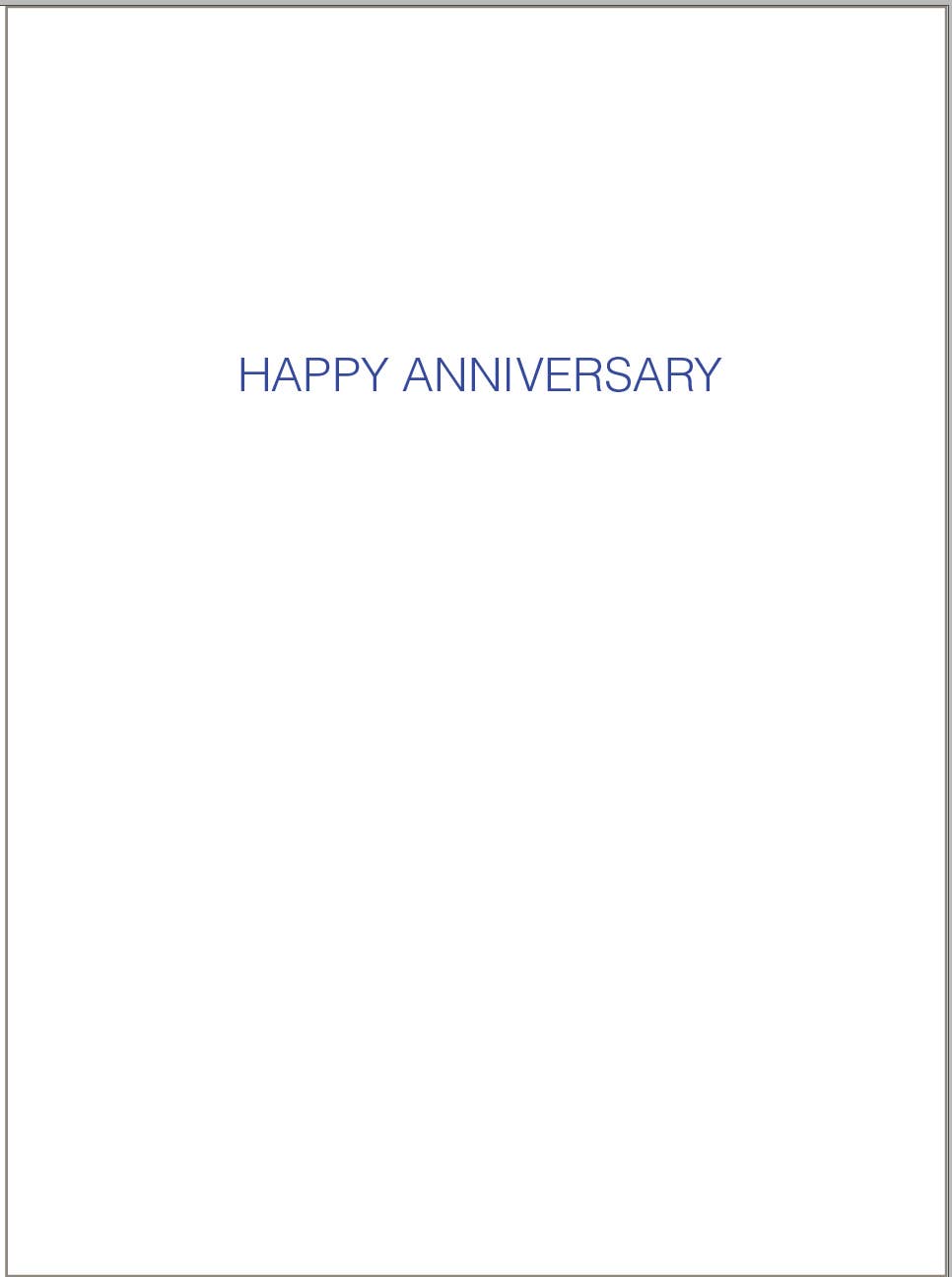 Anniversary Greeting Card 1035ANc displaying 'Happy Anniversary,' part of six-pack set from stationery store, made in USA.