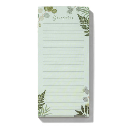 Greenery High Note® Vertical List Pad by Caroline Alfreds, perfect for stationery stores, features tear-off pages and magnetic holder.