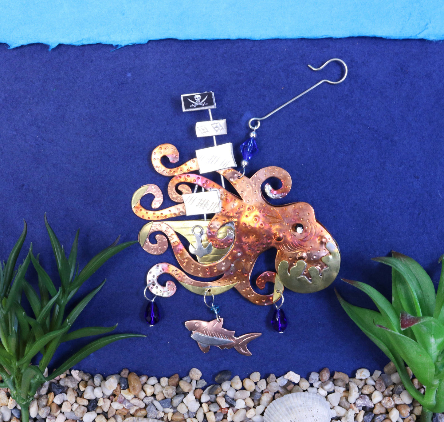 Handmade Kraken Ornament, fair trade Christmas décor, perfect holiday gift or stocking stuffer from stationery store.