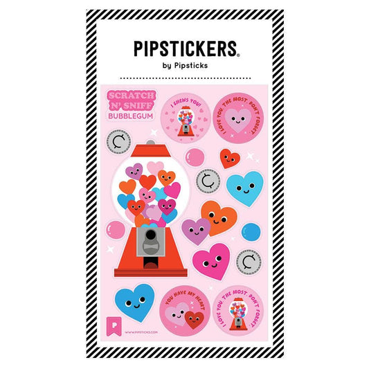 I Chews You Scratch 'n Sniff Bubblegum PipStickers sheet. Perfect gift from a stationery store, features unique heart designs.