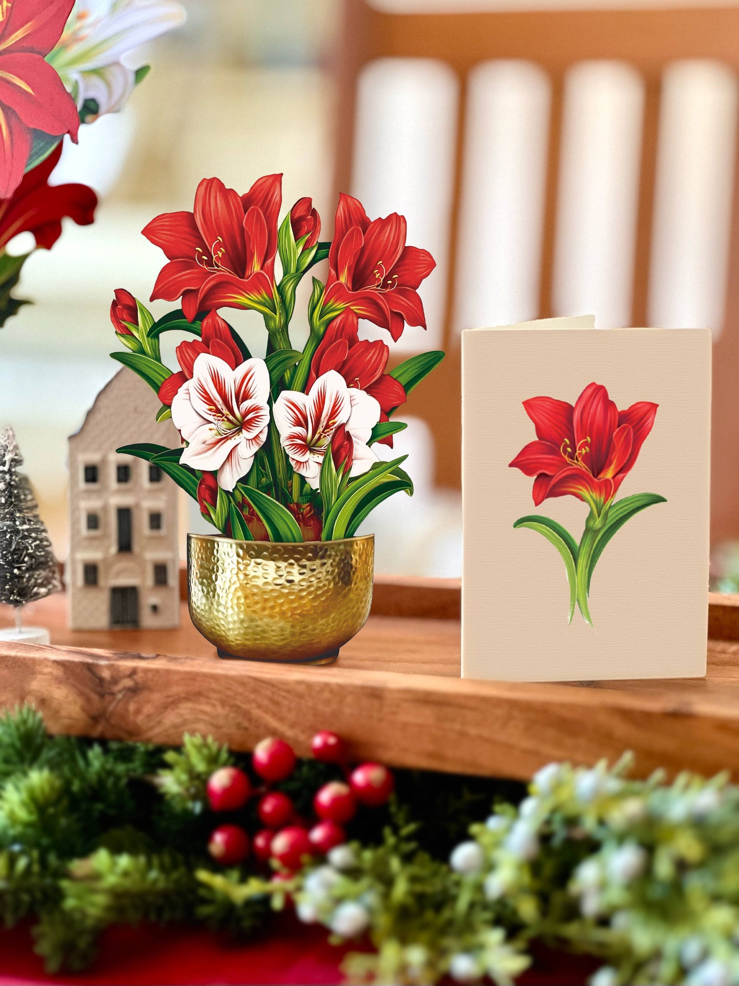 Mini Scarlett Amaryllis Pop-up Greeting Card