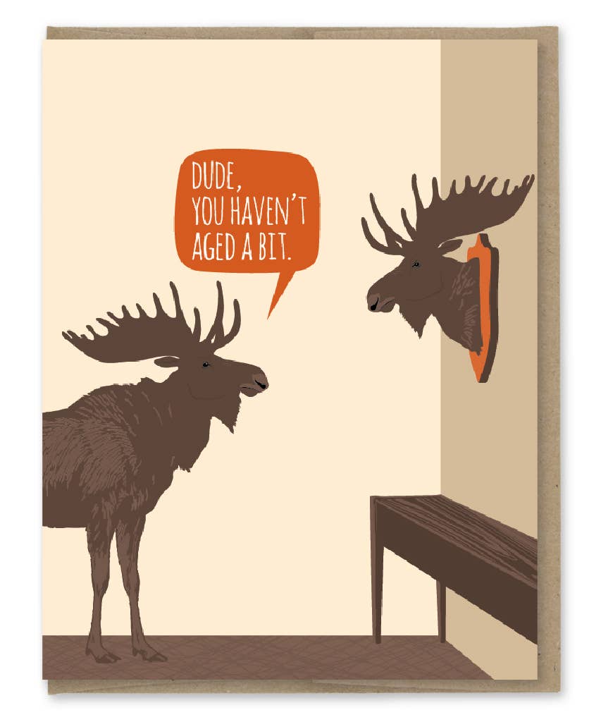 Aged Moose Trophy Funny Birthday Card