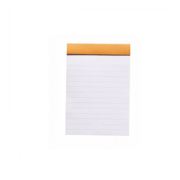 Rhodia Classic Notepad 4 x 6 with orange cover from stationery store, featuring smooth, fountain pen-friendly paper, perfect for writing and sketching.