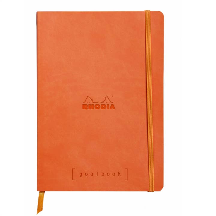 Rhodia Softcover Goalbook Bullet Journal 6 x 8 in orange, ideal for stationery lovers, featuring ultra-smooth paper for bullet journaling.